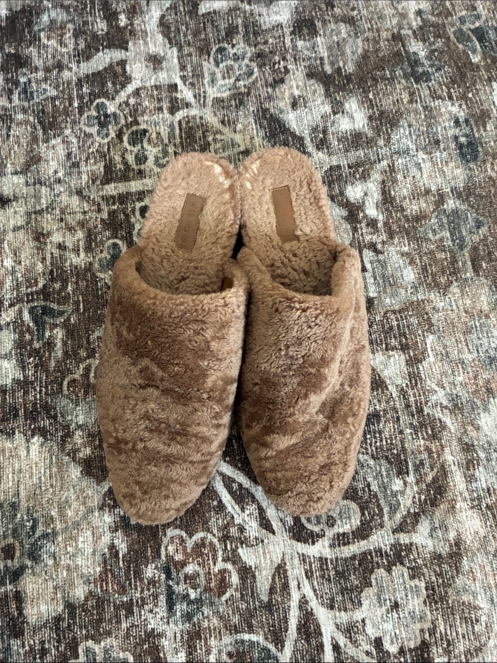Vince Plush Slip-On Slippers in Cozy Taupe